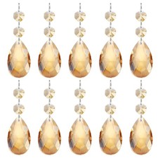 Teardrop Crystal Chandelier, 10 Pack 85mm Length Prisms Part, Gold Champagne
