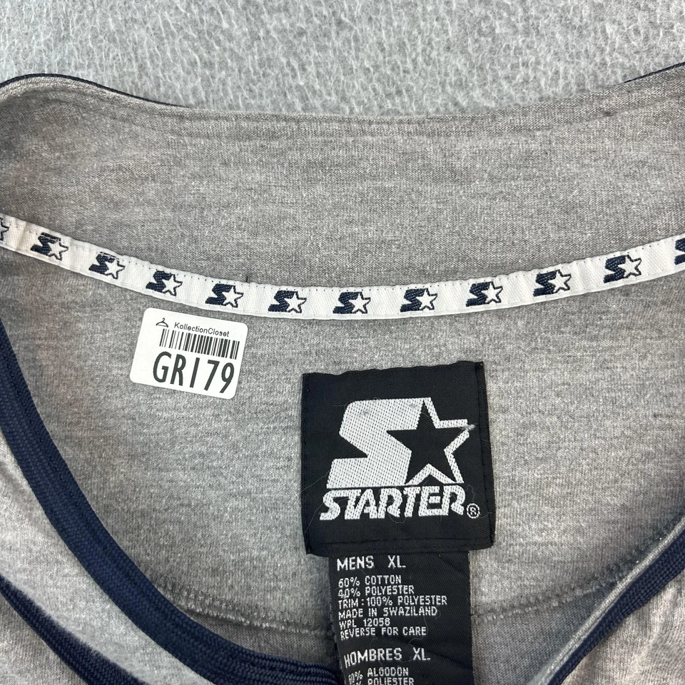 Vintage Starter Athletics Baseball Jersey Shirt Mens XL Gray Baseball Button Up - Image 3 of 4