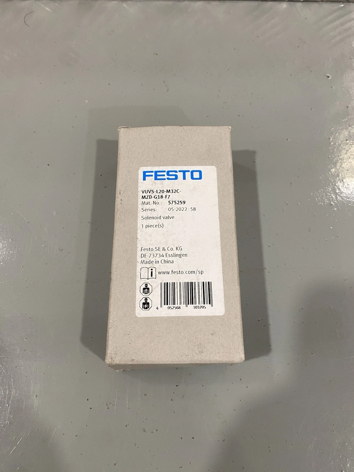 Festo VUVS-L20-M32C-MZD-G18-F7 575259 Solenoid Valve Brand New