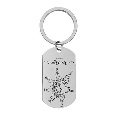 Engraved Mom Keychain with Kids Fists, Thoughtful Gift for Mother from Children