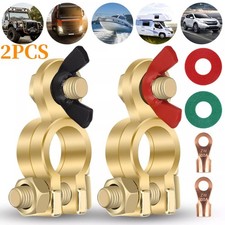 2 Brass Battery Terminal Positive Negative Clamps Connectors For Marine Car Boat