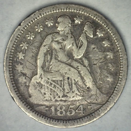 1854 Seated Liberty Half Dime — photo from the most recent tracked eBay sale