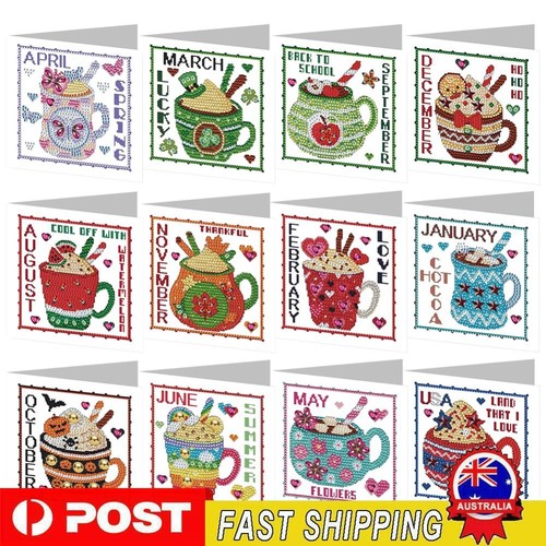 12pcs DIY Month Calendar Pattern Diamond Art Greeting Cards | eBay ...
