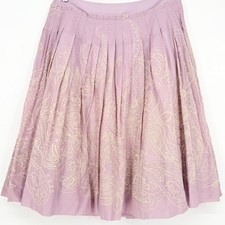 Talbots Lavender Embroidered Skirt Size 6 Purple Romantic Twee Natural Fiber