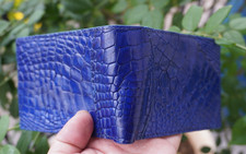 Light Blue Money Clip Genuine Crocodile Skin Leather Bifold Men's Wallet V45