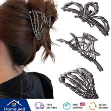 Durable Metal Skeleton Hand Hair Claw Clips - Perfect for Halloween Parties