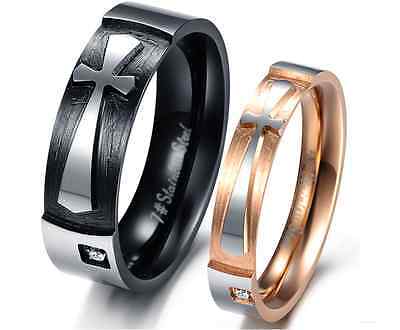 Titanium Steel Promise Wedding Bands Black&Gold Forever Love Couple Rings 1pair Titanium Steel Promise Wedding Bands Black&Gold Forever Love Couple Rings 1pair