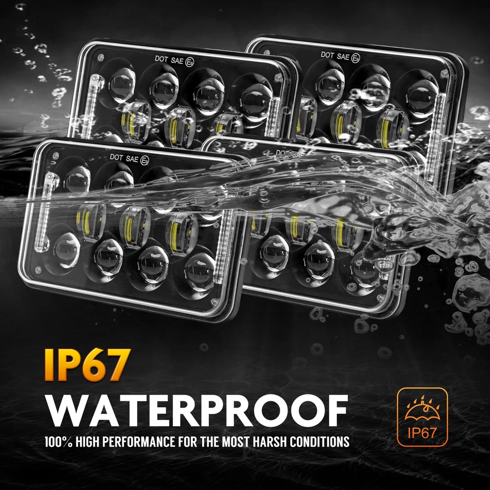 Faros LED 4x6"" halo sellados alto/bajo para Chevrolet R20 Suburban 1987-1988 4 piezas Foto 4 de 4