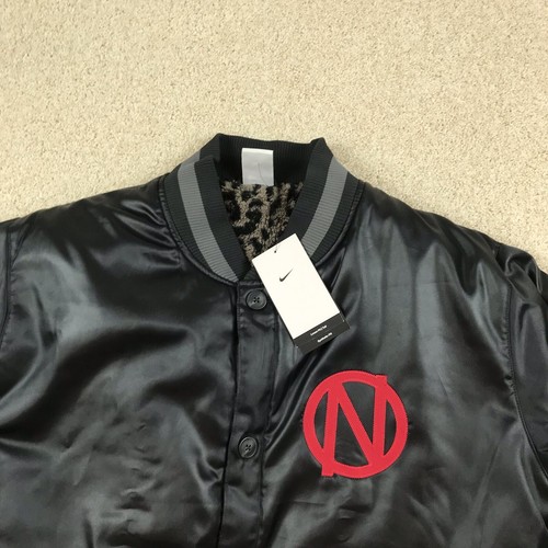 *** Nike Premium Basketball Bomber Faux Fur Jacket Mens XL Tall Black DQ6203-045 - Picture 2 of 12