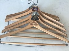 Vintage LOT 6 Wood Advertising Clothes Hangers NEW YORK Stores 60s Paper Labels