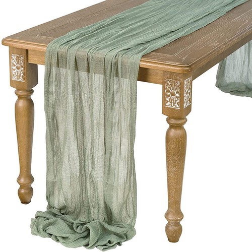 Semi-Sheer Gauze Table Runner Sage Cheesecloth Table Setting Xmas Dec ~ - Picture 25 of 36