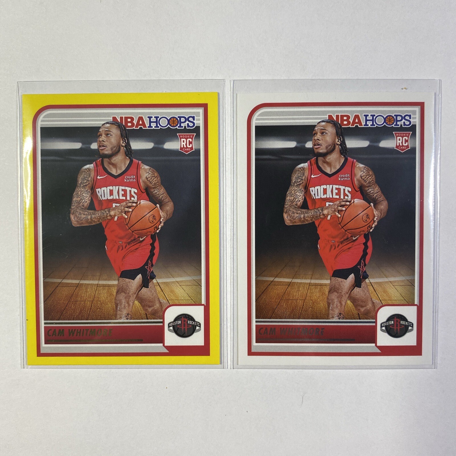 CAM WHITMORE 2023-24 Panini NBA Hoops YELLOW FLOOD RC #265 Plus Base RC Rockets