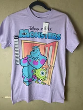DISNEY PIXAR MONSTERS,INC James & Mike High Quality Purple Graphic Tee- NWT
