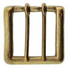 Leathercraft Hardware 2 Prong Solid Brass Belt Buckle for Leather 58mm x 58mm