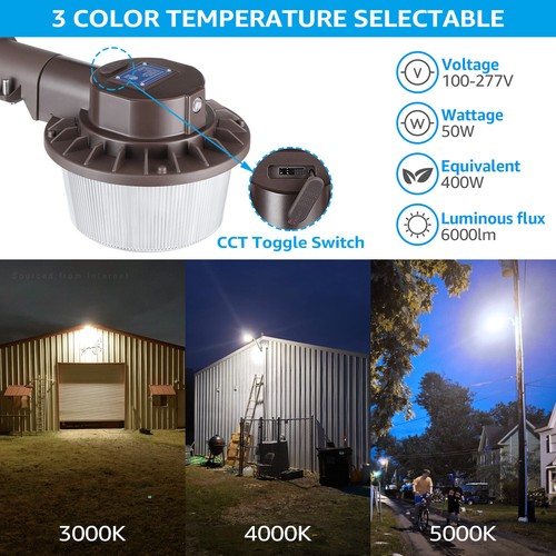 LED Barn Light, 50W Dusk to Dawn Area Lights with Photocell, 3K/4K/5K Selectable - Picture 2 of 7