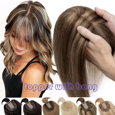 Top Silk Base 100% Remy Human Hair Topper Toupee Top  display picture 3
