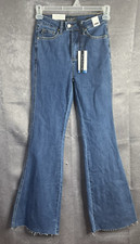 NWT Judy Blue Jeans High Rise Flare Raw Hem Tummy Control Stretch 3/26 26Wx34L 