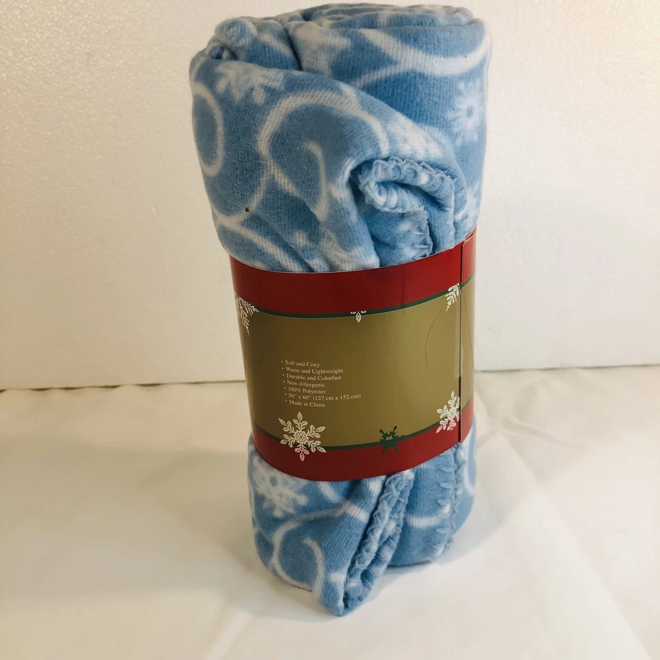 Cobertor de flocos de neve azul Natal/Namorados macio e aconchegante 50x60” - Imagem 2 de 4