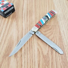 Rough Ryder Stoneworx Pocket Knife Stainless Steel Blades Mother Of Pearl/Stone