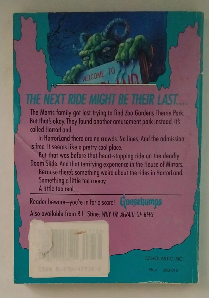 VINTAGE GOOSEBUMPS # 16 ~ "ONE DAY AT HORRORLAND" ~ 1st ED PB R L STINE 1994 - image 2 of 2