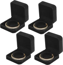 LETURE 4 Pieces Classic Velvet Bracelet Bangle Pendant Necklace Gift Box, Travel