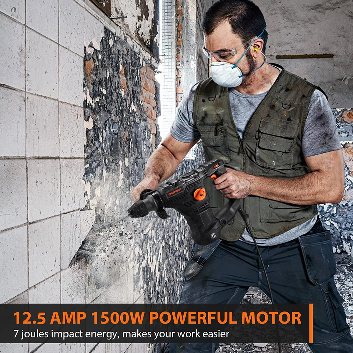 Rotary hammer tile removal outlet