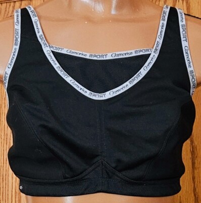 Glamorise Sports Style #1066 Black w Gray No Bounce Camisole Bra 40D