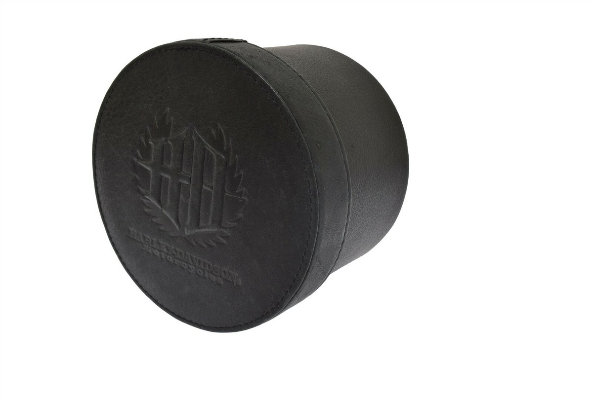Black Leather Harley Davidson Round Medium Accessory Box 97454-00V