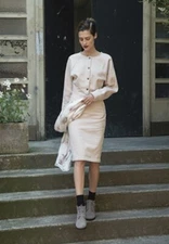 agnes b. × LAURE-HELENE VAUDIER Fleece Sweatshirt Midi Dress Goop 3 L $445