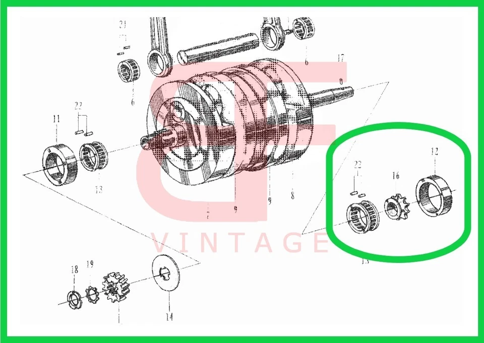 Cojinete del cigüeñal derecho Honda CL125A SS125A OEM NOS 13420-230-000 P3195 Foto 4 de 4