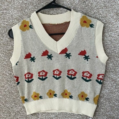 New Women's Floral Pattern Sweater Crop 