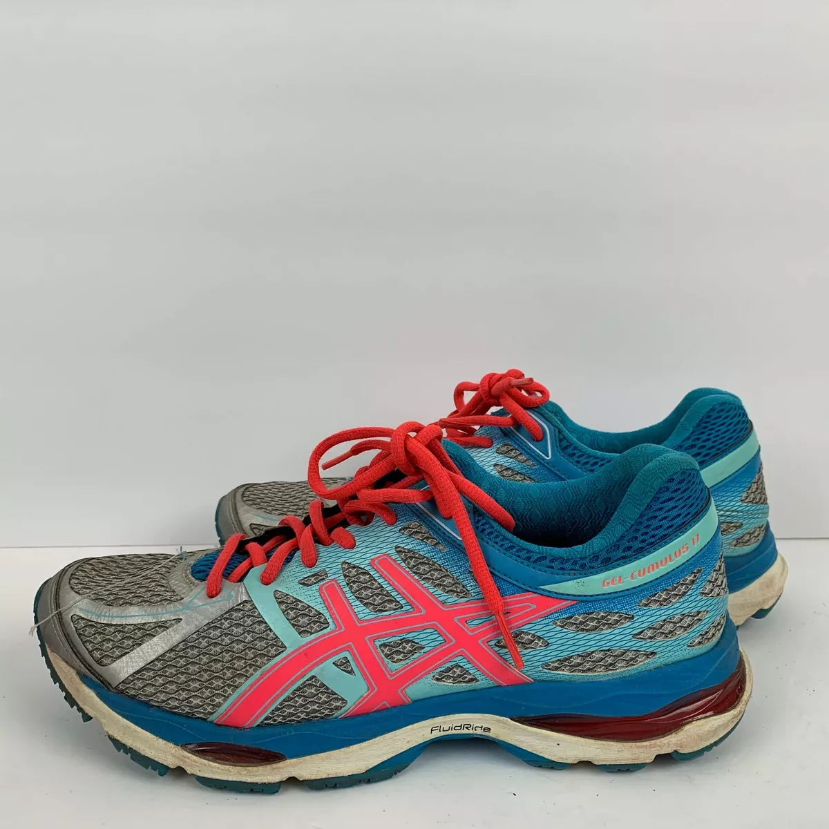 Asics Gel Cumulus 17 Running Shoes Grey Blue Neon Pink T5D8N