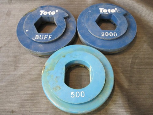 Lot of 3 TORO 6" Flat Edge Resin Polishing Wheels Buff/500 & 2000