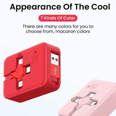 - 4 in1 Retractable USB Ladegerät Daten Kabel Mit Telefon Ständer Typ R C Mic D