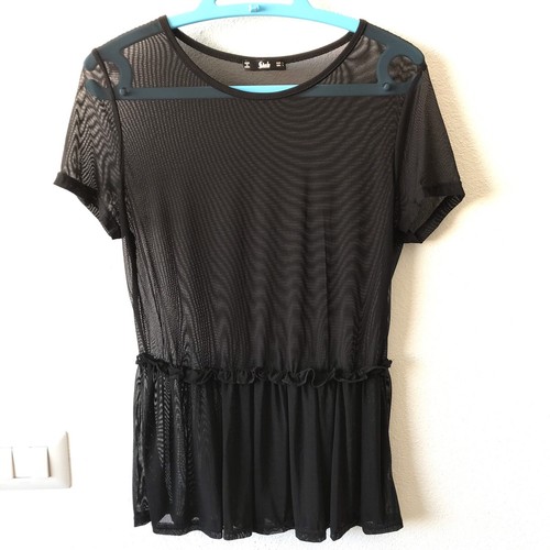 TSHIRT BLUSA MAGLIETTA NERA TRASPARENTE SHEIN NUOVA TAGLIA S | eBay
