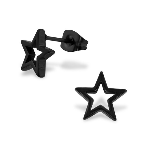 NEW Mens Black Steel Stud Earrings BALL Disc STAR Tribal SINGLE or PAIR (N8) - Picture 11 of 19