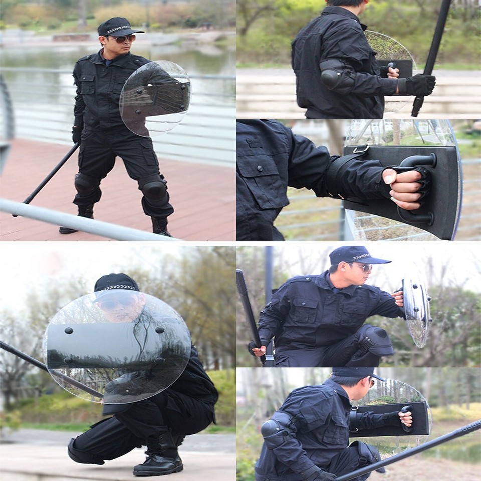 21.6'' Portable Round PC Anti-Riot Shield Forearm Security Protection ...
