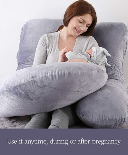 Pregnancy Maternity Pillow With Jersey Cover,U Shaped Full Body Pillow Back Neck - Picture 2 of 12