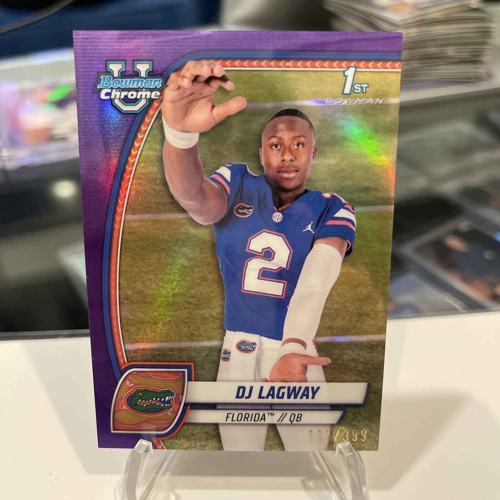 2024 Bowman Chrome DJ Lagway True Purple Refractor #399 Florida Gators Rookie
