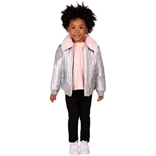 Buffalo David Bitton Girls 3 Piece Leggings Shirt Puffer Jacket (Silver, 6) NWT