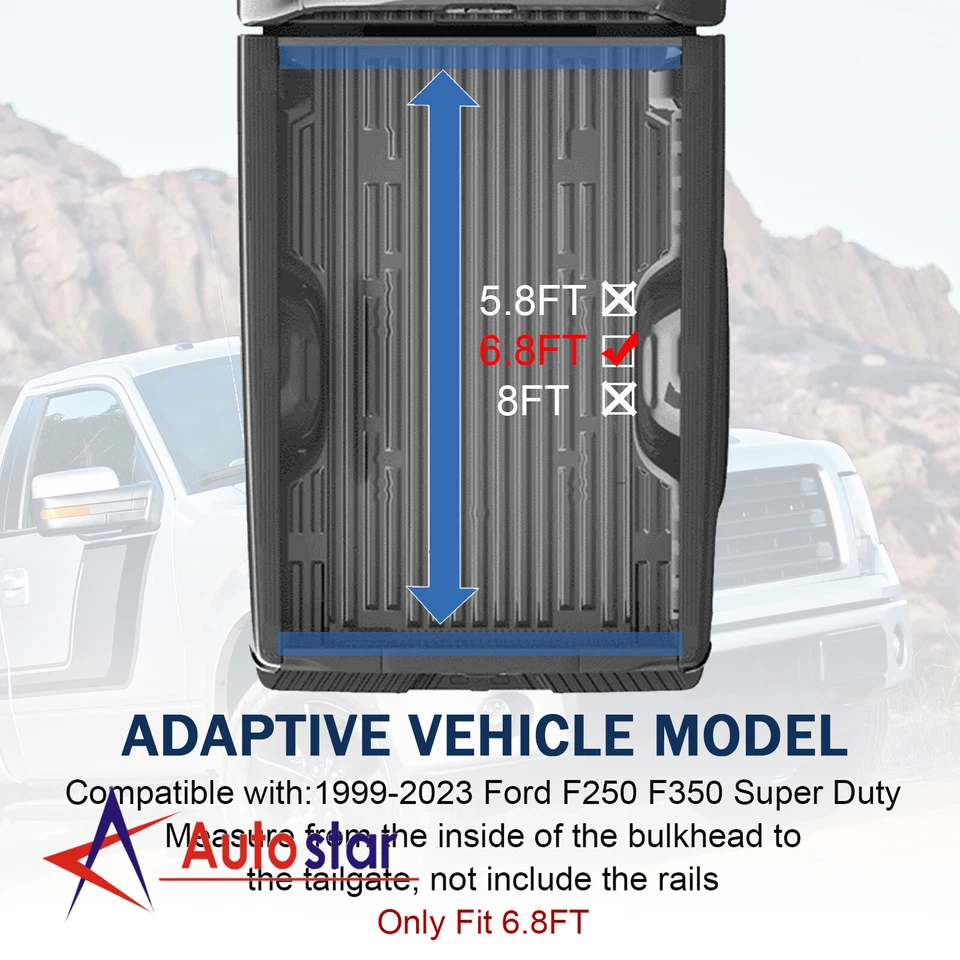 Soft Roll-Up Tonneau Cover For 1999-2023 Ford F250 F350 Super Duty 6.8ft Bed — 第 2/4 张图片