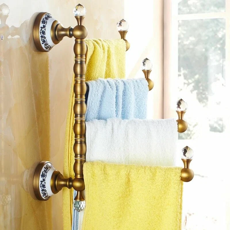 Towel Racks 4 Tiers Bars Antique Brass Towel Holder Bath Rack Active Rails Pants - Image 3 of 4