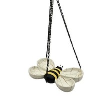 Bumblebee Hanging Bird Feeder Tray Seeds Garden Decor Beautiful Resin