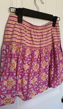 HANNA ANDERSSON 160 Skort Skirt Colorful Stripes Floral, Elastic Waist, Sz 14
