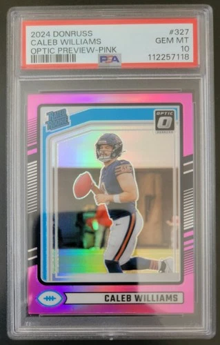 2024 Donruss Rated Rookie Caleb Williams #327 Optic Preview Pink RC PSA 10 GEM