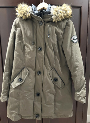 Arctic Expedition Down Green Parka Coat Designed in Canada M