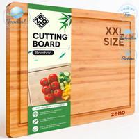 Schneidebrett XL Bambus 45X30 Cm Mit Saftrille Robust KüChe Holz
