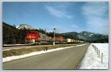BNSF Grain Train Railroad Chrome Vintage Postcard Montana 1997