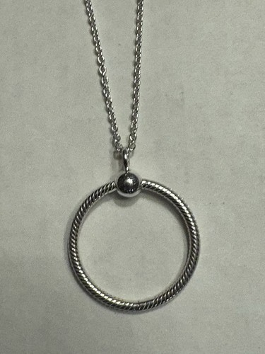PANDORA Sterling Silver 925 Circle O Pendant Necklace