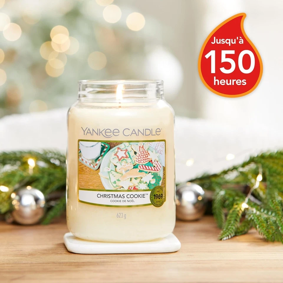 Yankee Candle Cookie Noël - Bougie Parfumée 150h - Cadeau Femme - Jarre 623g - Photo 3/4